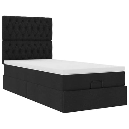 Ottoman-Bett mit Matratze Schwarz 100x200 cm Stoff