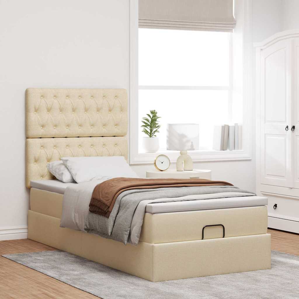 Ottoman-Bett mit Matratze Creme 100x200 cm Stoff