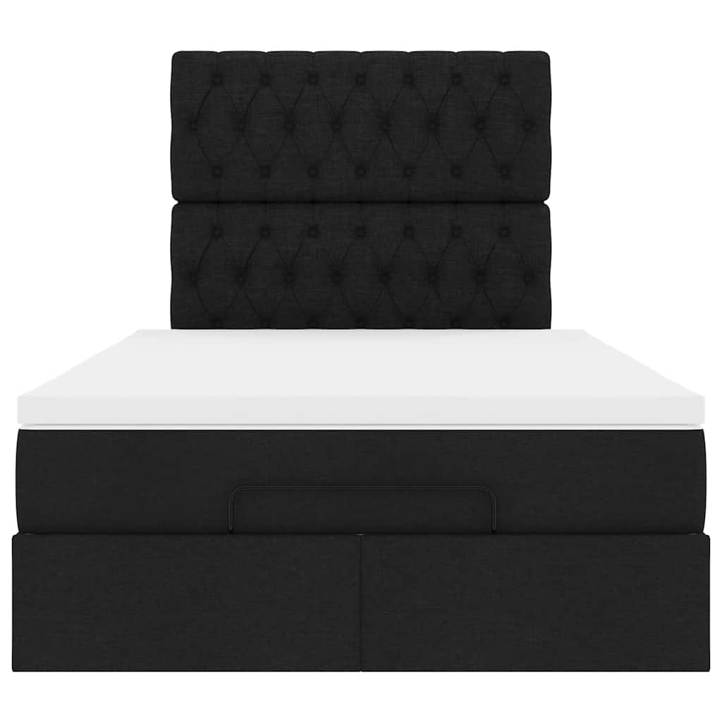 Ottoman-Bett mit Matratze Schwarz 120x190 cm Stoff