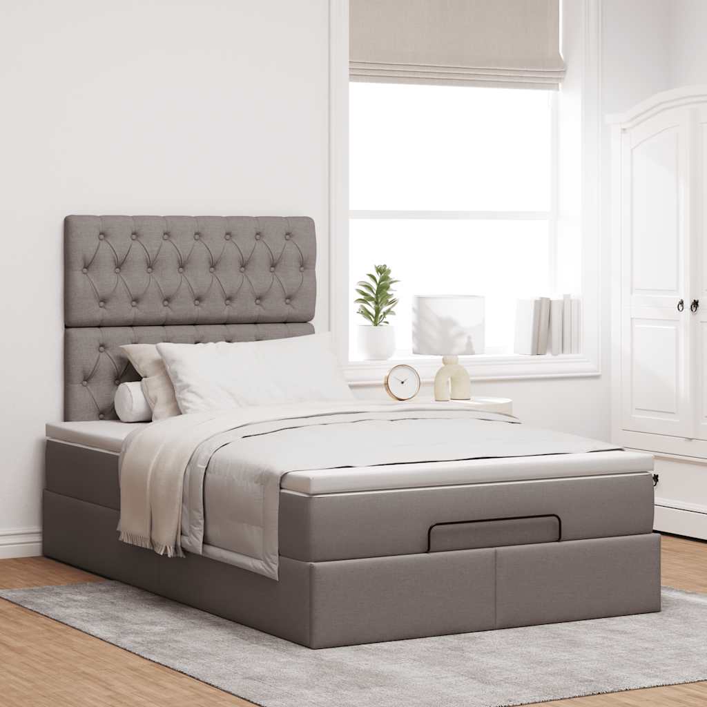 Ottoman-Bett mit Matratze Taupe 120x190 cm Stoff