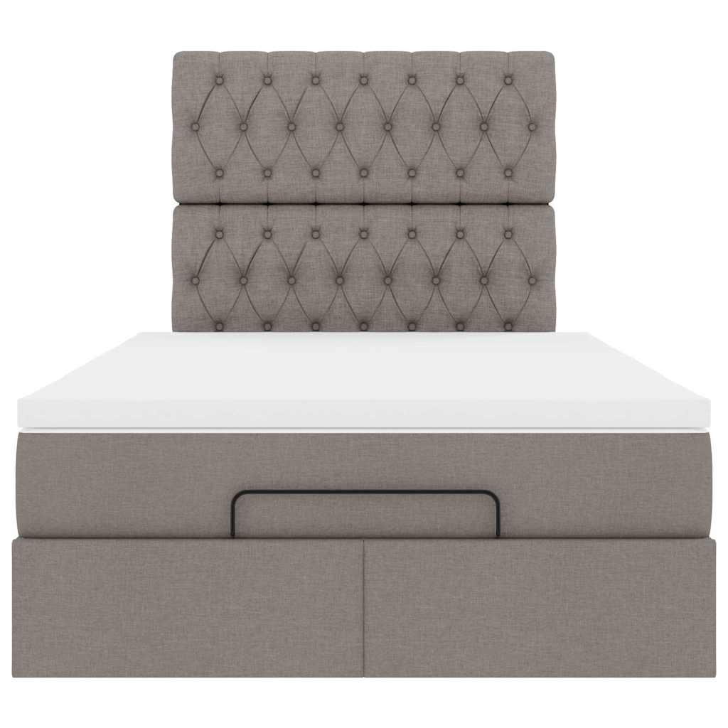 Ottoman-Bett mit Matratze Taupe 120x190 cm Stoff