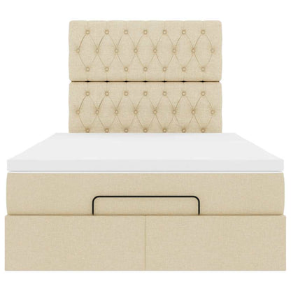 Ottoman-Bett mit Matratze Creme 120x190 cm Stoff