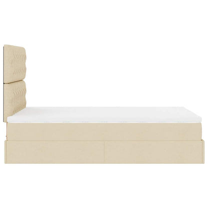 Ottoman-Bett mit Matratze Creme 120x190 cm Stoff