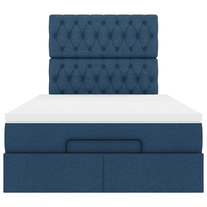 Ottoman-Bett mit Matratze Blau 120x190 cm Stoff