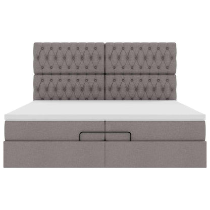 Ottoman-Bett mit Matratzen Taupe 200x200 cm Stoff