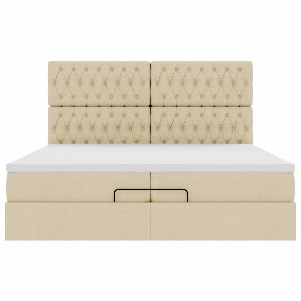 Ottoman-Bett mit Matratzen Creme 200x200 cm Stoff