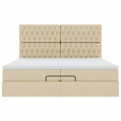 Ottoman-Bett mit Matratzen Creme 200x200 cm Stoff