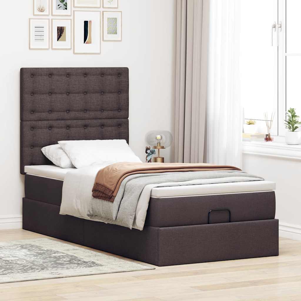 Ottoman-Bett mit Matratze Dunkelbraun 80x200 cm Stoff