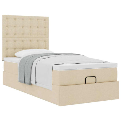 Ottoman-Bett mit Matratze Creme 80x200 cm Stoff