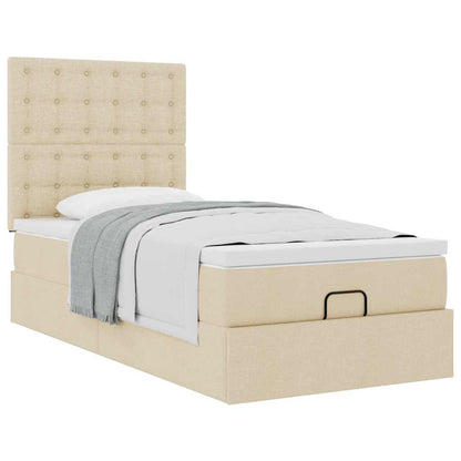 Ottoman-Bett mit Matratze Creme 90x200 cm Stoff