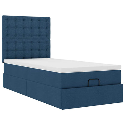 Ottoman-Bett mit Matratze Blau 90x200 cm Stoff