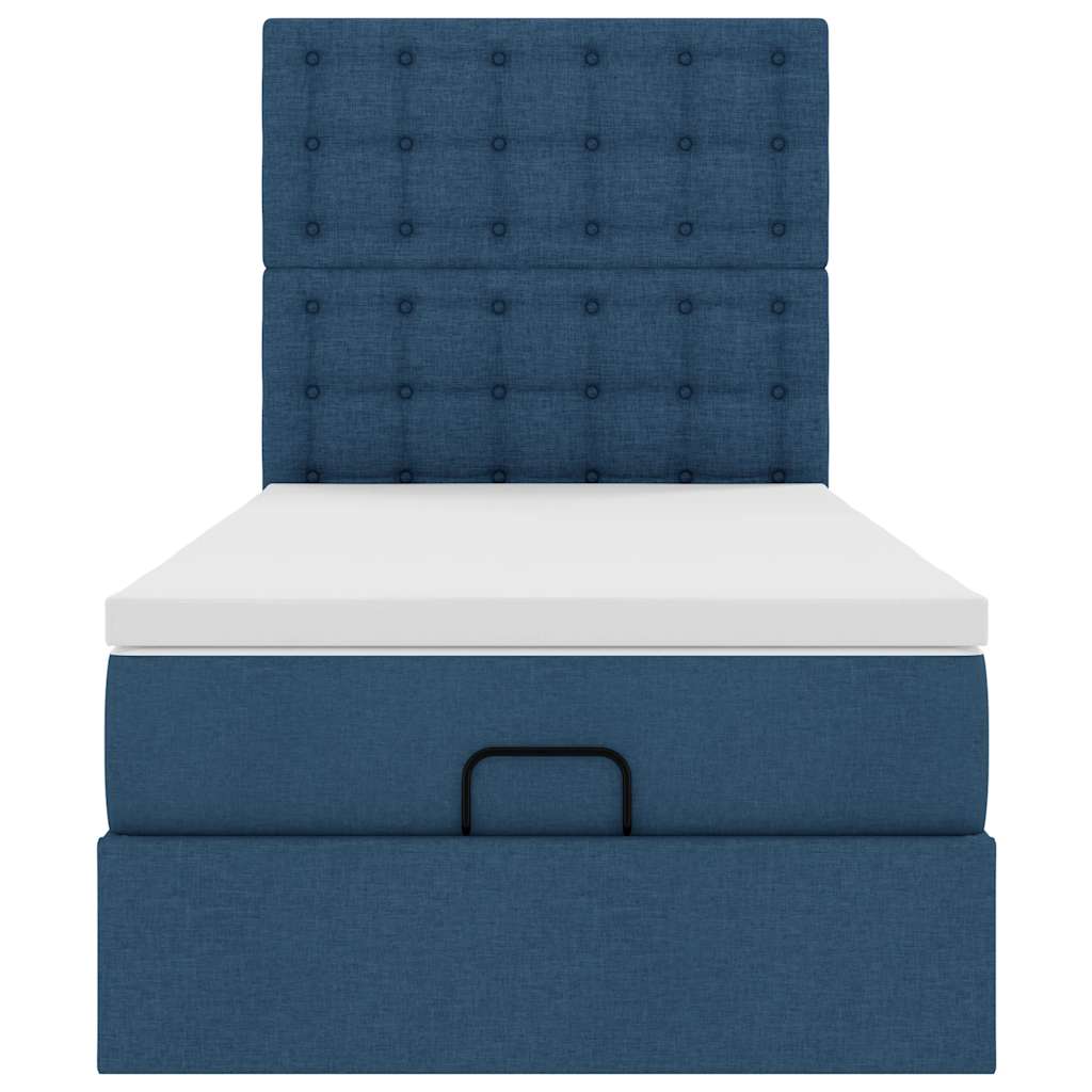 Ottoman-Bett mit Matratze Blau 90x200 cm Stoff