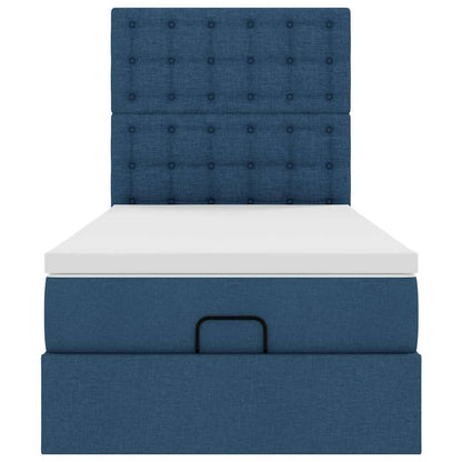 Ottoman-Bett mit Matratze Blau 90x200 cm Stoff