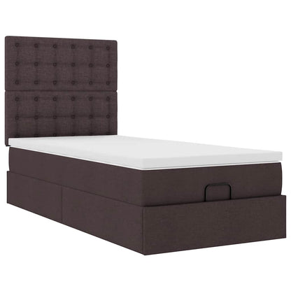 Ottoman-Bett mit Matratze Dunkelbraun 100x200 cm Stoff