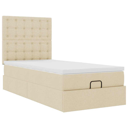 Ottoman-Bett mit Matratze Creme 100x200 cm Stoff