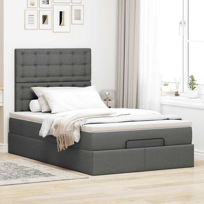 Ottoman-Bett mit Matratze Dunkelgrau 120x190 cm Stoff