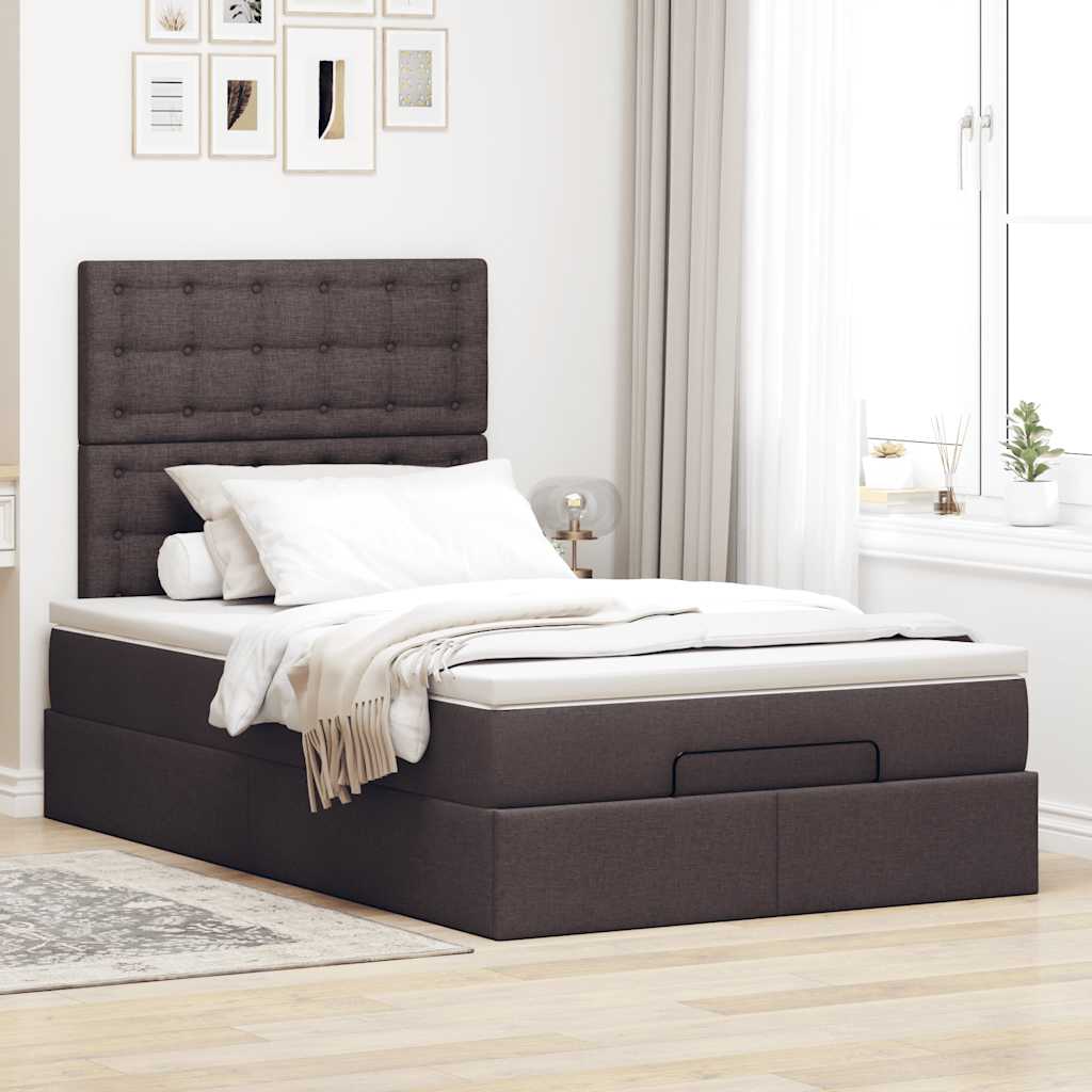 Ottoman-Bett mit Matratze Dunkelbraun 120x190 cm Stoff