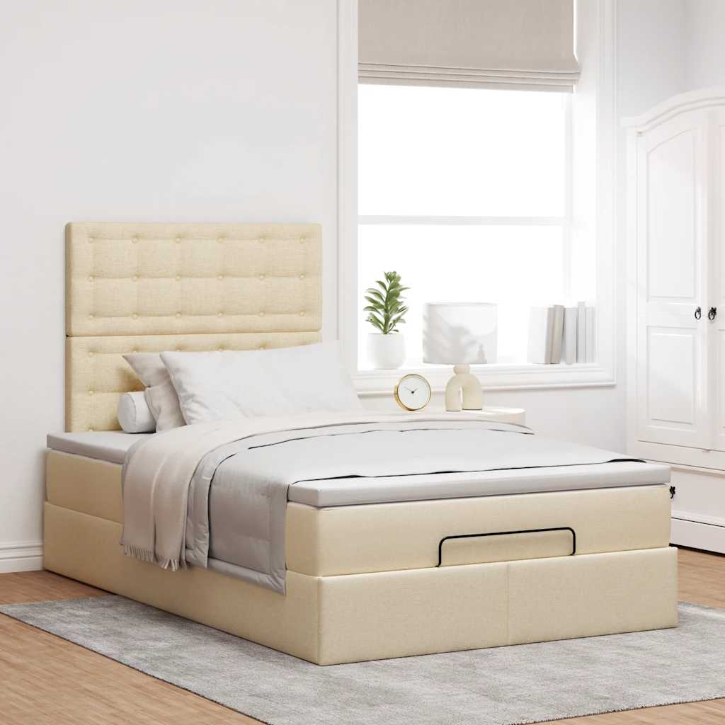 Ottoman-Bett mit Matratze Creme 120x190 cm Stoff