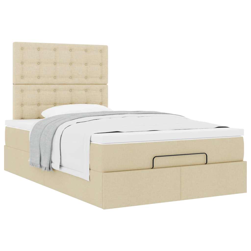 Ottoman-Bett mit Matratze Creme 120x190 cm Stoff