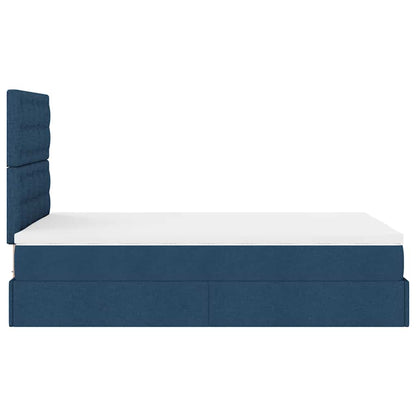 Ottoman-Bett mit Matratze Blau 120x190 cm Stoff