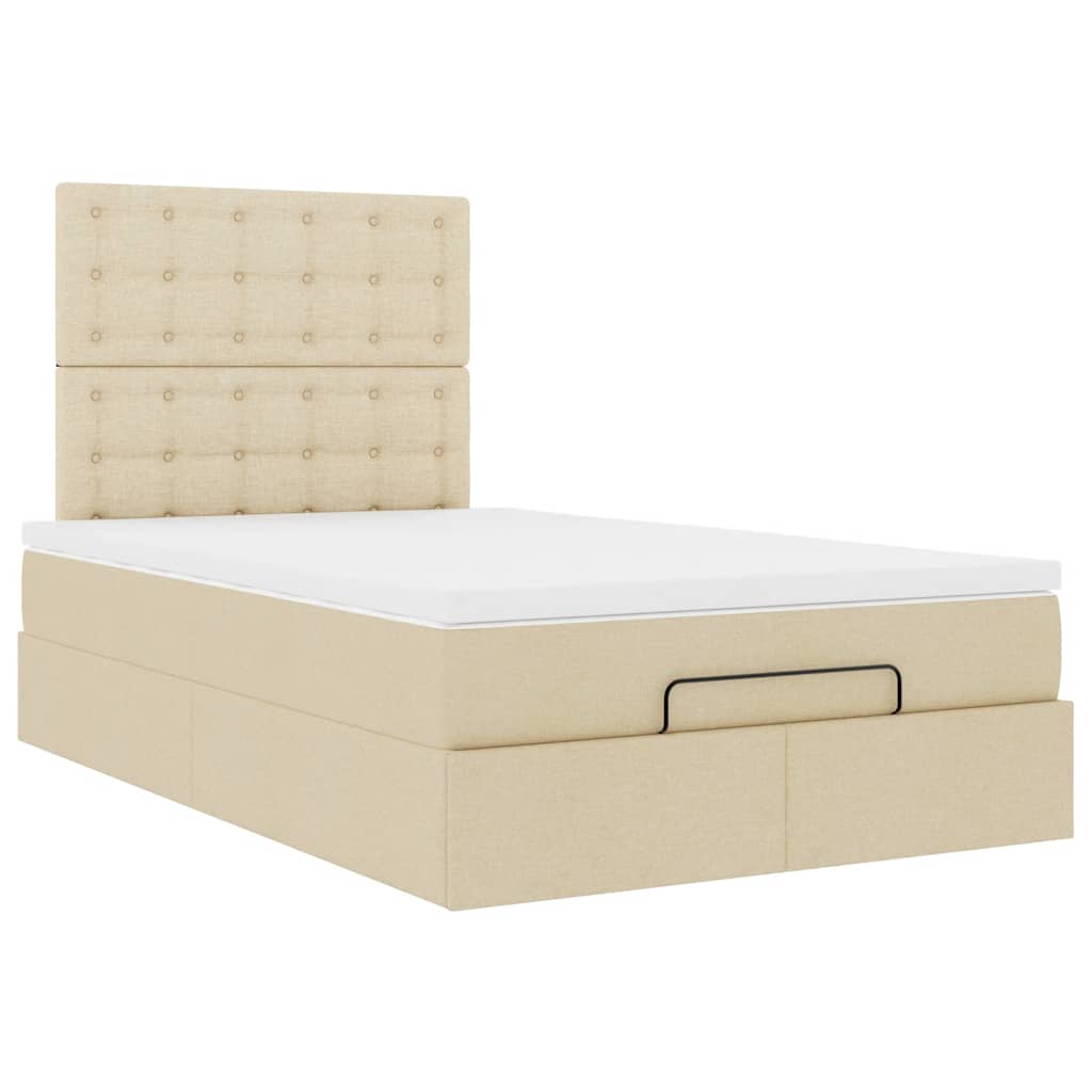 Ottoman-Bett mit Matratze Creme 120x200 cm Stoff