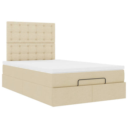 Ottoman-Bett mit Matratze Creme 120x200 cm Stoff