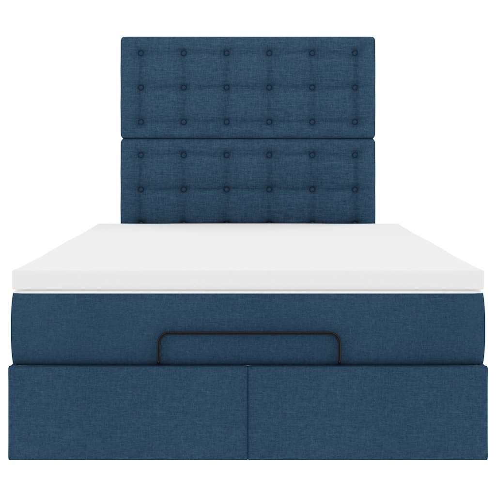 Ottoman-Bett mit Matratze Blau 120x200 cm Stoff