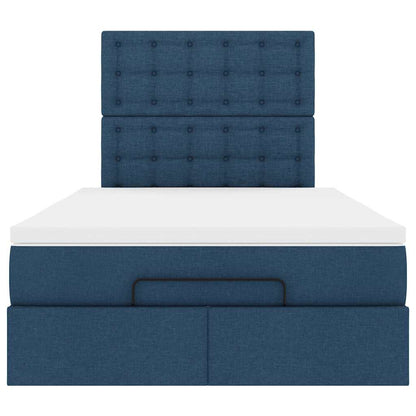 Ottoman-Bett mit Matratze Blau 120x200 cm Stoff