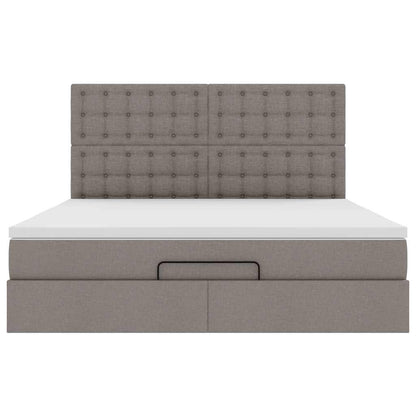 Ottoman-Bett mit Matratze Taupe 160x200 cm Stoff