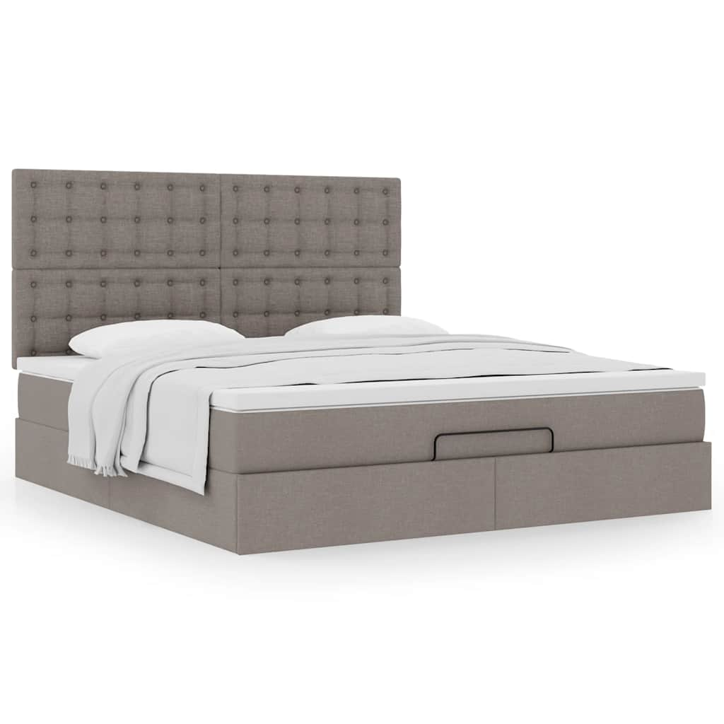 Ottoman-Bett mit Matratze Taupe 160x200 cm Stoff