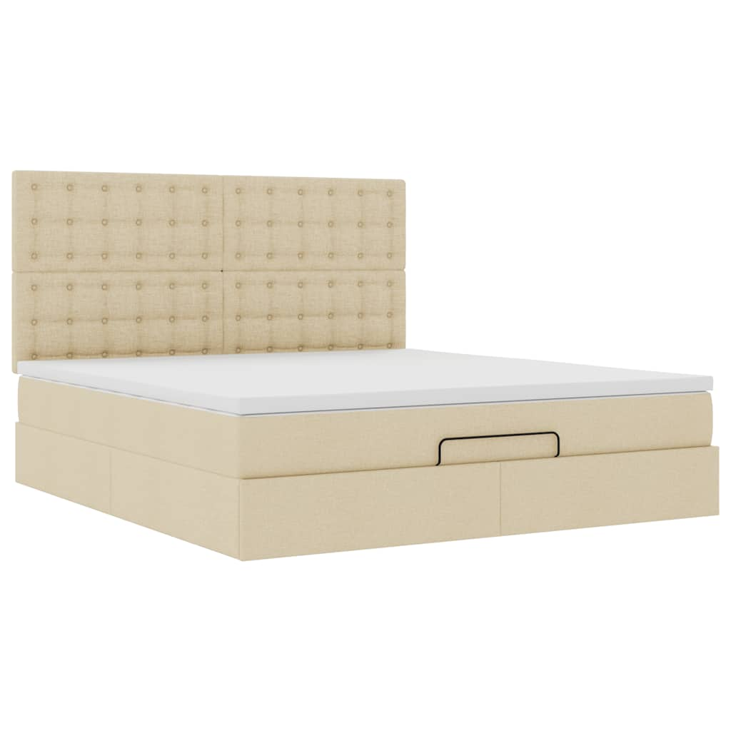 Ottoman-Bett mit Matratze Creme 160x200 cm Stoff