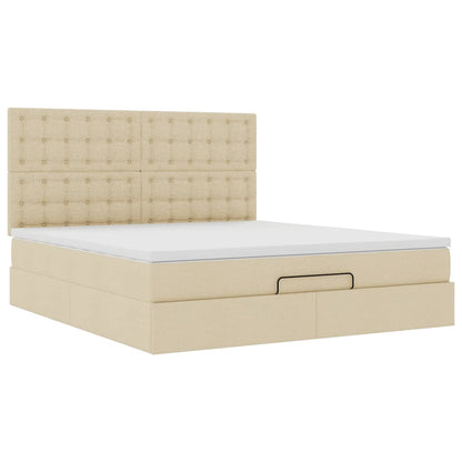 Ottoman-Bett mit Matratze Creme 160x200 cm Stoff