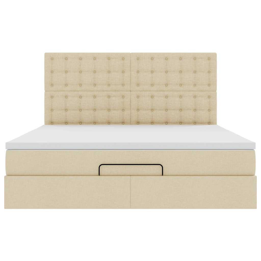 Ottoman-Bett mit Matratze Creme 160x200 cm Stoff