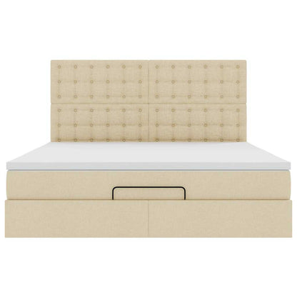 Ottoman-Bett mit Matratze Creme 160x200 cm Stoff