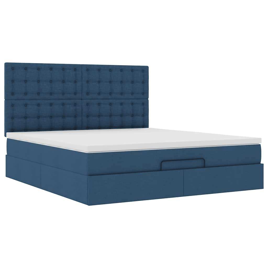 Ottoman-Bett mit Matratze Blau 160x200 cm Stoff