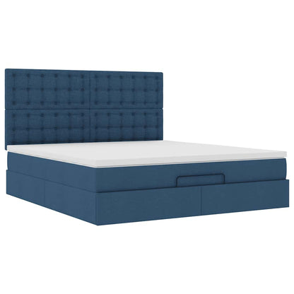 Ottoman-Bett mit Matratze Blau 160x200 cm Stoff