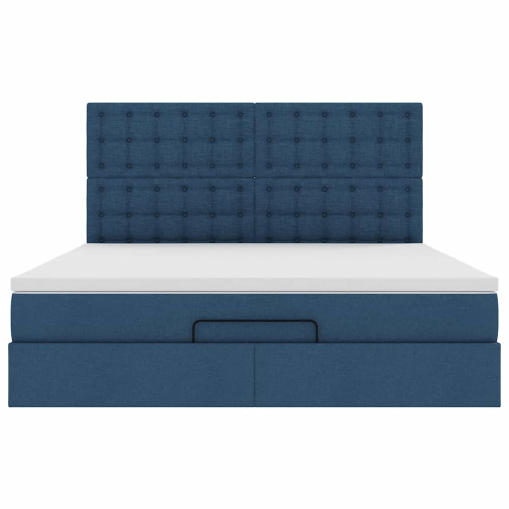 Ottoman-Bett mit Matratze Blau 160x200 cm Stoff