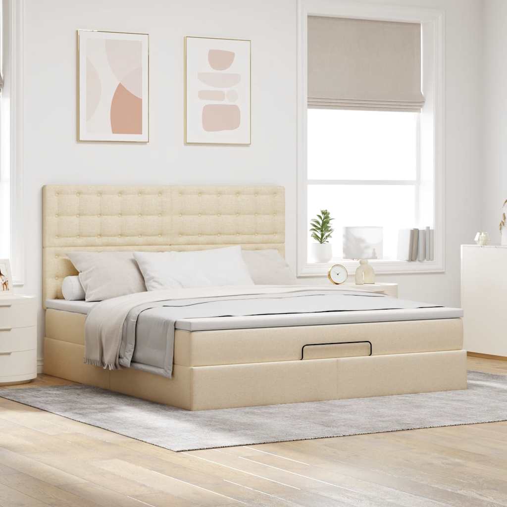 Ottoman-Bett mit Matratze Creme 180x200 cm Stoff