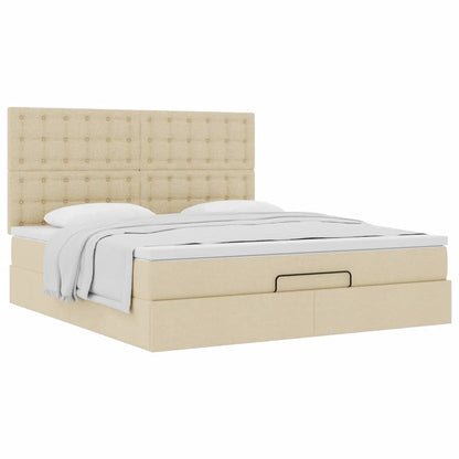 Ottoman-Bett mit Matratze Creme 180x200 cm Stoff