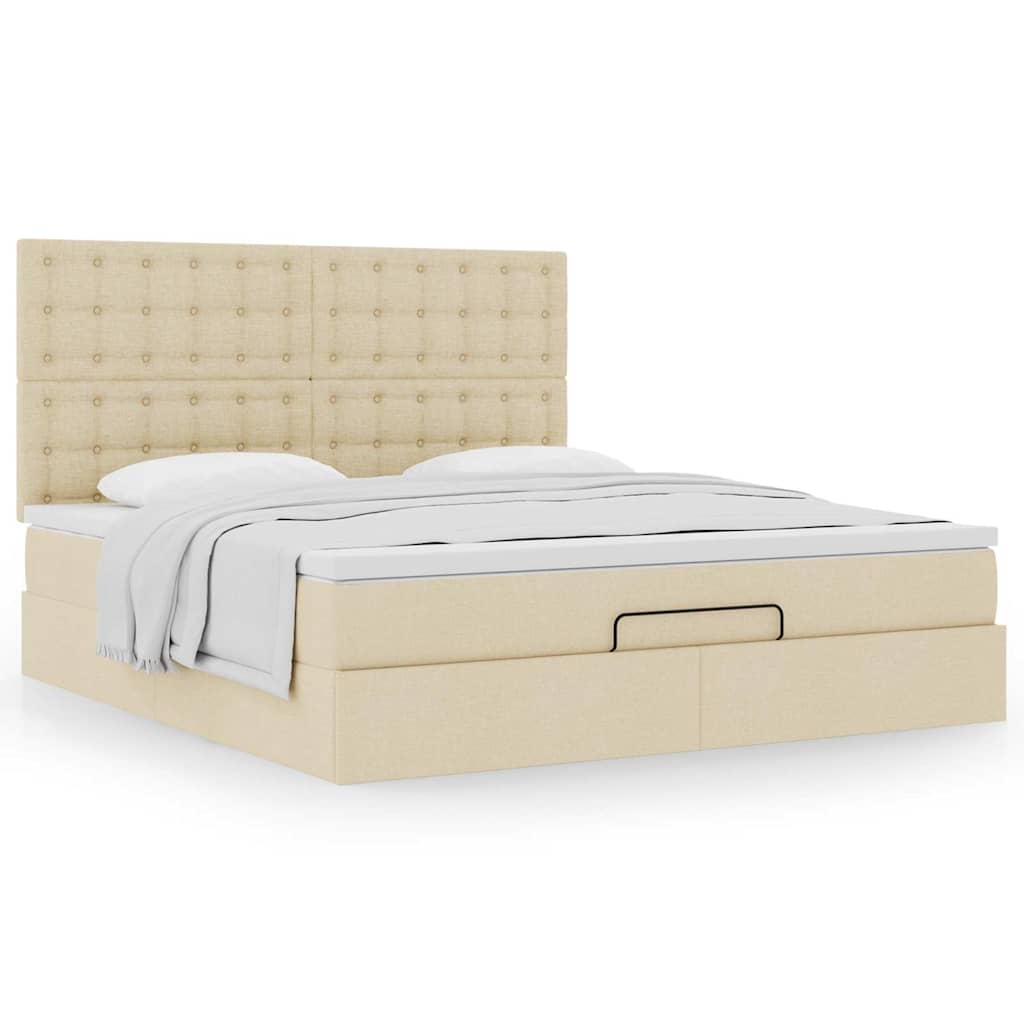 Ottoman-Bett mit Matratze Creme 180x200 cm Stoff