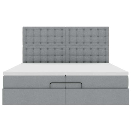 Ottoman-Bett mit Matratzen Hellgrau 200x200 cm Stoff