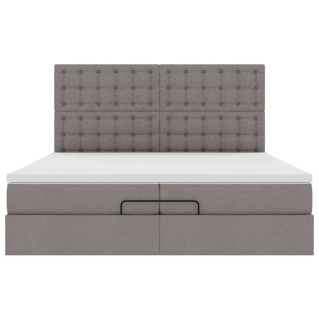 Ottoman-Bett mit Matratzen Taupe 200x200 cm Stoff