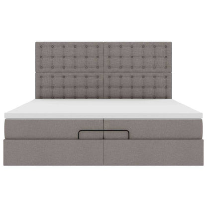 Ottoman-Bett mit Matratzen Taupe 200x200 cm Stoff