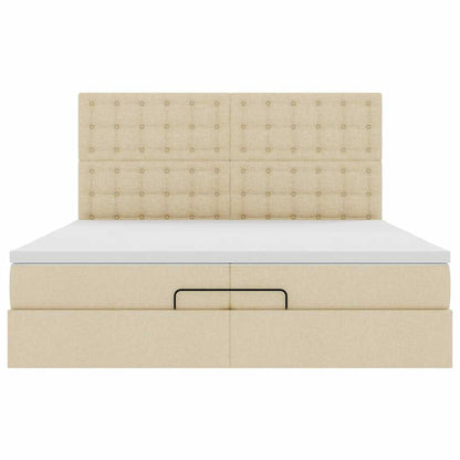 Ottoman-Bett mit Matratzen Creme 200x200 cm Stoff