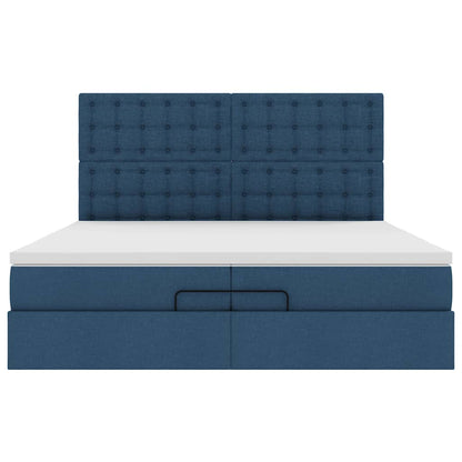 Ottoman-Bett mit Matratzen Blau 200x200 cm Stoff