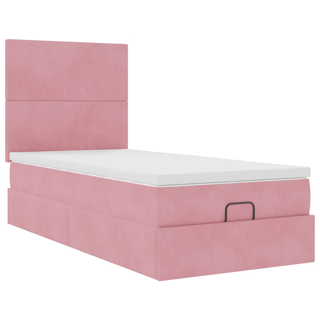 Ottoman-Bett mit Matratzen Rosa 80x200 cm Samt