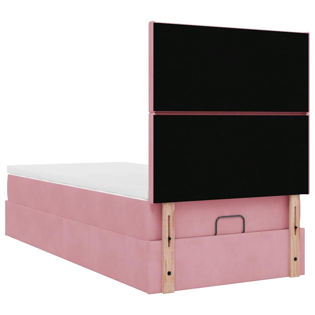 Ottoman-Bett mit Matratzen Rosa 90x190 cm Samt