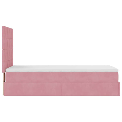 Ottoman-Bett mit Matratzen Rosa 100x200 cm Samt