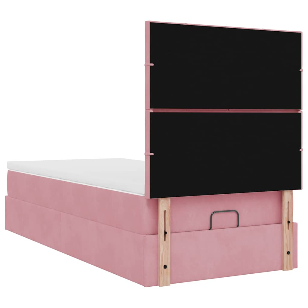 Ottoman-Bett mit Matratzen Rosa 100x200 cm Samt