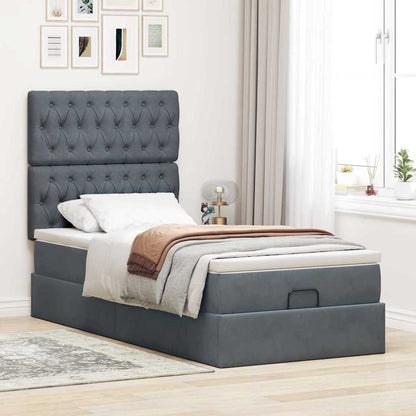 Ottoman-Bett mit Matratzen Dunkelgrau 80x200 cm Samt